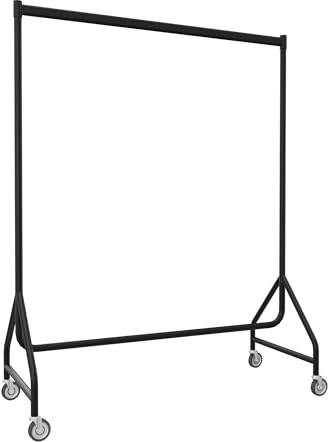 Aigentlich Kleiderständer rollbar schwarz L122xH155xT50 cm, Rollständer sehr belastbar, Kleiderstange stabiles Stahlrohr, Garderobenständer für schwere Kleidung, Textilständer für Innen und Außen