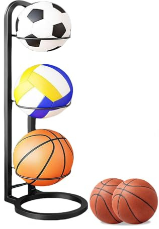 Yulokdwi Estante De Almacenamiento De Pelotas, Soporte Balon Futbol, Soporte De Fútbol De 3/4/5 Niveles, Estante De Almacenamiento De Pelotas De Baloncesto, Organizador Vertical De Equipos Deportivos