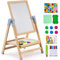 VEVOR Cavalletto da Arte per Bambini 2 in 1, Cavalletto da Arte in Legno a Doppia Faccia con Lavagna Magnetica, Tavolo da Disegno Pieghevole Girevole Regolabile con Accessori per Pittura per Ragazzi
