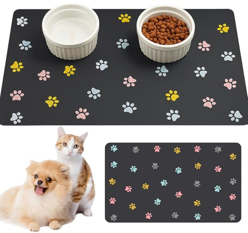 Tappeto per Ciotole Cane Tappetino per cani e gatti Tappeto Antiscivolo per Animali Tappetino Assorbente per Animale Tappetino per Il Cane Ripulibili per Conigli Criceti e Altri Animali (50 X 30 CM)