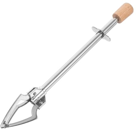 Hemobllo Pince à Glace 3 Griffes en Acier Inoxydable 17cm avec Manche en Bois – Prise Ferme pour Glaçons, Olives – for Bar, Cuisine, Cocktails, Buffet