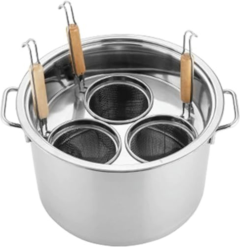 Olla de espaguetis de acero inoxidable de 3 agujeros con colador para cocinar y colar sin esfuerzo, herramienta de cocina ideal para chefs caseros