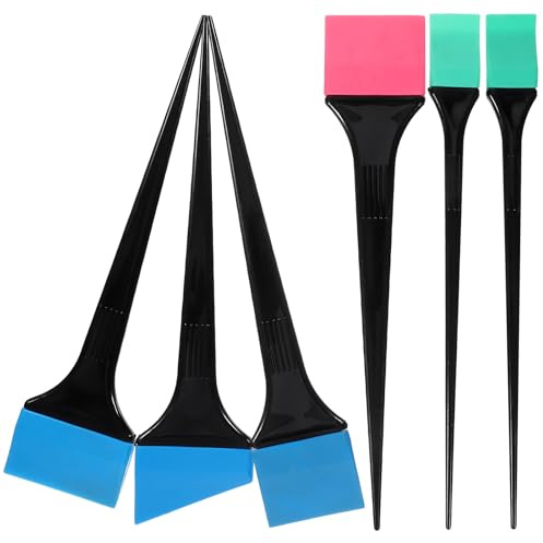 Hemobllo Aplicador de Tinte Cabello de Silicona Negro, Juego de 6 Piezas para Peluquería y Uso en Casa Limpieza Fácil y Aplicación Rápida Color Aleatorio