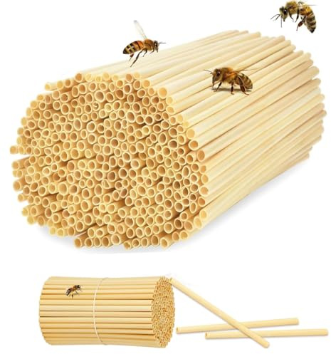 300 Tubos Nidos de Paja de Trigo de 20 cm para Hotel de Insectos, Accesorios para Casa de Abejas Silvestres, Casquillos Nido para Abejas, Kit de Construcción para Hotel de Abejas