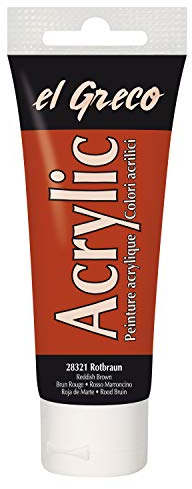 KREUL 28321 - El Greco Acrylic, 75 ml Tube in rotbraun, hochpigmentierte, glänzende Acrylfarbe in Studienqualität, buttrig vermalbar, für pastose Malerei