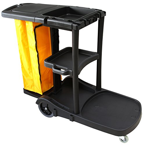 Carro de Limpieza multifunción Style Clim Profesional. Carrito Multiusos para hoteles, hostales, colectividades con Bolsa de Lona y Cremallera, Tapa y 3 bandejas
