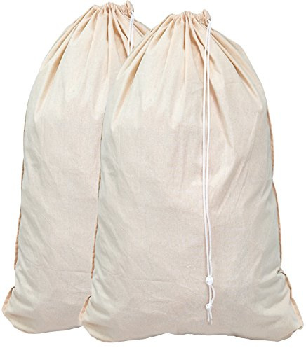 Simple Houseware Extra Large Natural Cotton Laundry Bag, Beige (28 x 36) - 2 Pack