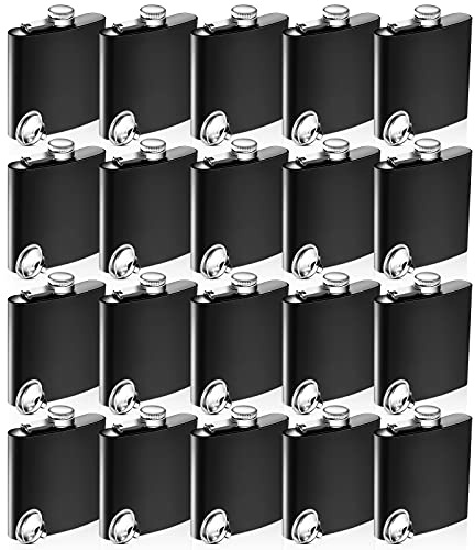 20 Pack Hip Flask Set 8 oz, Matte Black Stainless Steel Flasks with Funnels, Bulk Liquor Flask for Groomsmen Gifts, Bachelor Party, Wedding Favors, Camping Party Supplies