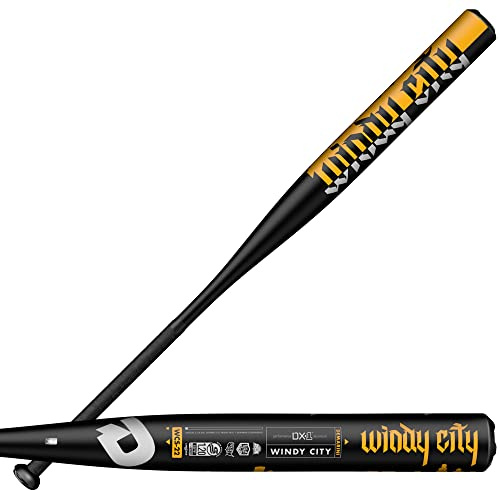 DeMarini Unisex-Erwachsene Windy City SP (1,077.3 g) Slowpitch Softballschläger, Schwarz/Gold, 34/38 oz