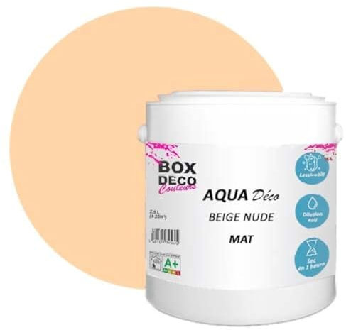 BOX DECO COULEURS Pintura de pared acrílica con aspecto mate Aqua Deco – 2,5 l/25 m², beige Nude