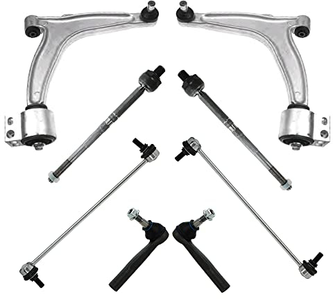 ATEC Germany 2x Brazo de control inferior del eje delantero izquierdo y derecho con casquillo de cojinete y rótula, 2x rótula, 2x tirante, articulación axial compatible con OPEL VECTRA C (Z02)