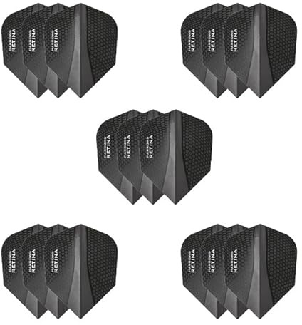 Harrows Retina | 5er-Set Premium Extra Starke 100 Mikron Dart Flights in Standard Form (15 Flights) (Schwarz)