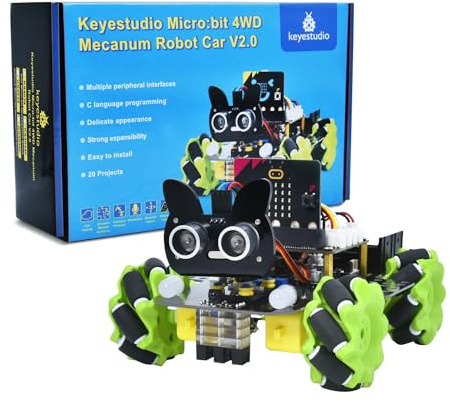 KEYESTUDIO BBC Microbit V2 Kit de démarrage électronique pour Adolescents et Adultes, Comprend Micro bit V2, Makecode et Code Python, PC Barebone