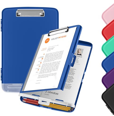 WENYA A4 Clipboard with Storage, Plastic A4 Clipboard Folder Storage Box with Separate Pen Compartment for School Office Medical Personnel