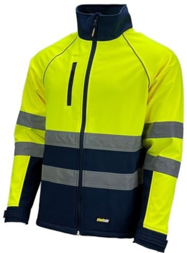 Mens Zip-Neck Workwear Reflective Safety Security Hi Vis SoftShell Jacket