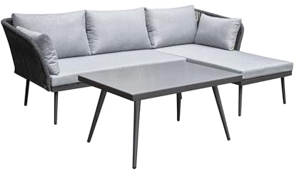 LC Garden »Sunera« Gartenlounge Set 3tlg. dunkelgrau Rope Loungeset Sitzgarnitur Terassen-Möbel Garten Set