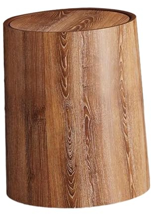 Colcolo Papelera para Baño y Hogar - Cesta de Basura Moderna Con Tapa Abatible - Grano de Madera para Oficina