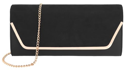 Pandalein Bolso de mano de terciopelo para mujer, bolso de noche, elegante, bolso cruzado, bolso de mano, bolso de mano, bolso de hombro con cadena, para bodas, graduaciones, fiestas, Negro , talla