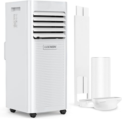 LEENON Klimaanlage Mobil Klimagerät 9000 BTU,3 in 1 Kühlen Entfeuchten Ventilato, 2.6KW Mobile Klimagerät mit Abluftschlauch, Fernbedienung/ 24h-Time, Schlafmodus, für Zuhause Bür bis zu 35 m²