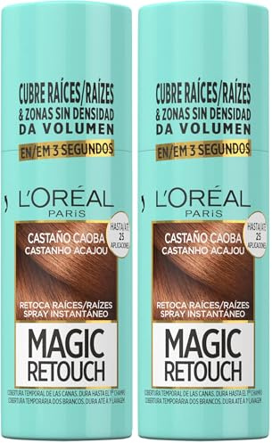 L'OREAL PARIS Magic Retouch Spray Retoca Raíces y Canas Castaño Caoba 75ml (Paquete de 2)