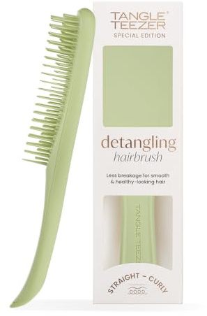 Tangle Teezer The Ultimate Detangler Matte Hairbrush | Straight to Curly Hair Detangling Brush | Two-Tiered Teeth Reduce Breakage| Wet & Dry Hair | Olive Green