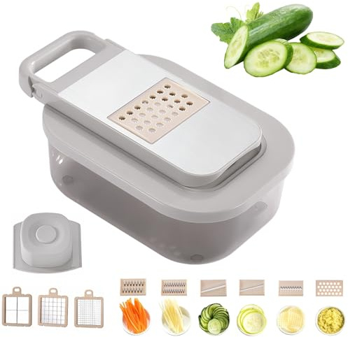 10 en 1 Multifuncional Cortador de Verdura Mandolina de Cocina Profesional - Manual Picador de Verduras Patatas Cebolla - Rallador Verduras y Queso - Gadgets Cocina