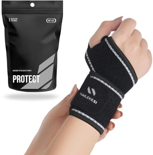Muñequera Ambidiestra Ortopédica, Especial para Muñeca Abierta, Tendiditis y Esguince. Diseño Anti Rozaduras. Compresion Ajustable. Cómoda Y Transpirable. Muñequera Tunel Carpiano. (Color Negra)