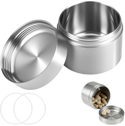 Tätningsbox rostfritt stål, 10 ml kompakta teburkar rostfritt stål pillerburk vattentät, mini kaffeburk, luktfri burk för dagliga mediciner, teblad, kapslar och för förvaring när du reser