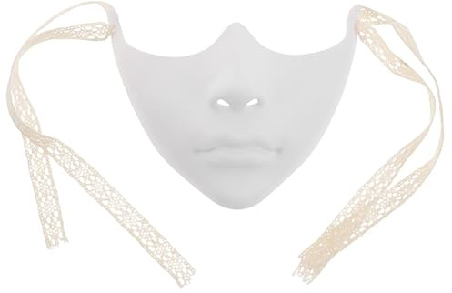 Healeved Demi-masque blanc pour homme et femme en plastique léger pour jeu de rôle, bal masqué, festival, spectacle, Halloween, carnaval, costume de théâtre