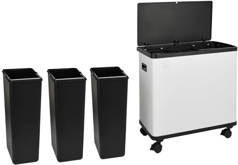 SVITA SR3X18 54L Sensor-Mülleimer 3 Fächer Mülltrennsystem Abfalleimer Stahl Weiß