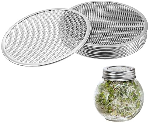 10 Pack Sprouting Lids for Wide Mouth Mason Jar, 82mm Wide Mouth Mason Jar Strainer Lids, Stainless Steel Durable Sprouting Lid for Beans, Alfalfa, Broccoli