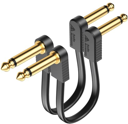 AA AUDIO ACCESSORY Gold-Plated Flat Ribbon Guitar Patch Cables 6 Inch 2-Pack, Kevlar-Reinforced Built-to-Last Noiseless Dual-Layer Shielded, Guitar Pedal Cables for BOSS MXR EBS Behringer Donner Pedal