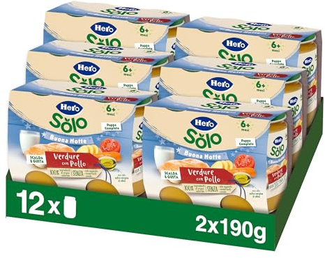 Hero Solo Pappa Completa Verdure e Pollo per Cena, 6x2x190g