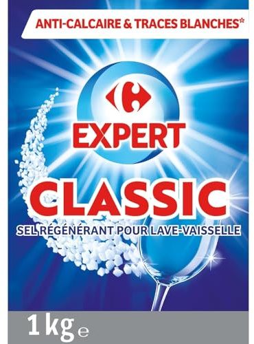 CARREFOUR EXPERT Sel Régénérant Anti-calcaire pour Lave-vaisselle - Format 4 kg - Granulés en Box Cartonnée - Entretien Optimal et Protection des Verres - Lot de 3