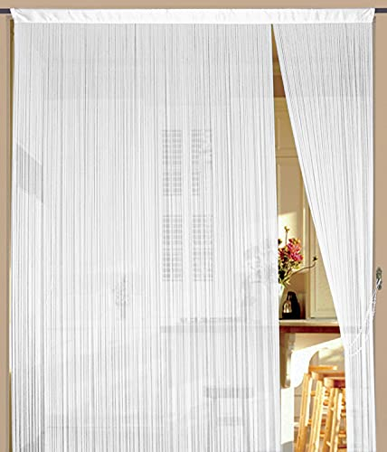 Kaikoon Fadenvorhang Vorhang Fadenstore Fadengardine Messe 150 cm x 300 cm weiß