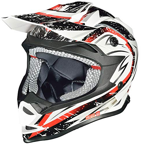 RK-652 Kinder Crosshelm Endurohelm Motorradhelm Roller Quad Helm Kinderhelm, Größe:XXS (51-52), Farbe:White Storm