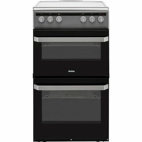 Amica AFC5100SI 50cm Electric Double Cavity Cooker With Ceramic Hob - Silver