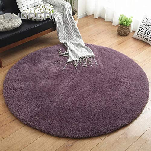 LIVEINU Hochflor Shaggy Teppich für Wohnzimmer Langflor Pflegeleicht Rund Teppich Hochwertig Hohe Fadendichte Wasser Absorbierend Badezimmerteppich Für Wohnzimmer Violett Ø 200 cm