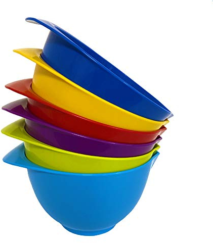 TQGEAR WePrep - Colourful Bowl Set - Meal Prep, Mixing, Serving, Baking, Salads, Sauces & Snacks - 6 x 1.75-2l