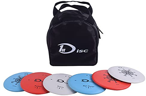 Disc Golf Starter-Set - 2 Stück Putter, 2 Stück Mitteltöner, 2 Stück Driver, 1 Mini Disc, 1 Handtuch mit Tasche.