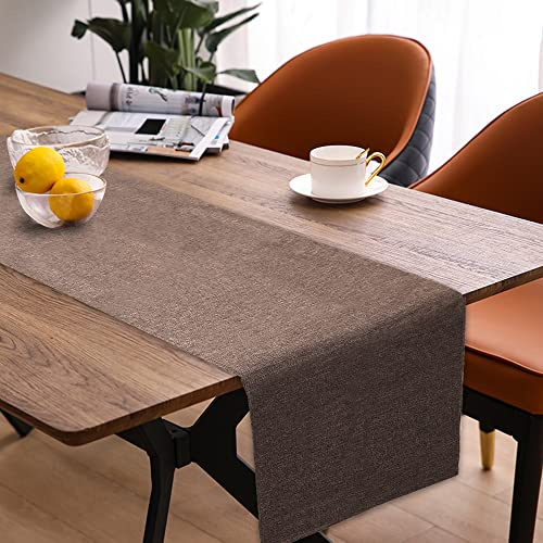 Camino de mesa moderno decorativo impermeable para cocina, comedor, fiesta, 40 x 180 cm, marrón oscuro