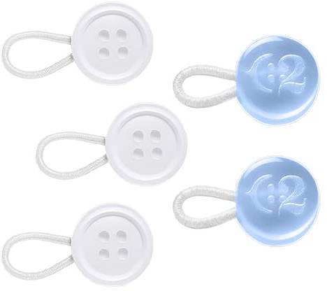C2 Högkvalitativ elastisk skjortkrage knappförlängare – 5-pack – ljus himmelsblå – flera storlekar: liten (kan användas för manschettknappar), vanlig och stor, polyesterharts, Polyesterharts
