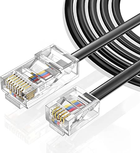 Vthahaby Telephone line(3 Pack 6.6 FT) RJ45 to RJ11 Adapter Converter Cable 6ft RJ45 8P4C Male to RJ11 6P4C Male for Landline Telephone Service for Extending, Connecting for Fax or Answering Machine