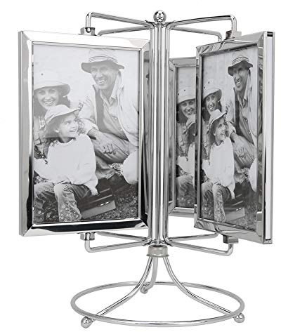 OKJHFD Ruota Panoramica in Metallo per Casa Display Girevole Cornice per Foto Rotante Ristorante Multifunzionale Cornice per Menu Girevole per Foto da 4x6 Pollici