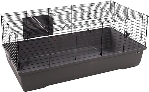 Flamingo Cage pour rongeurs Mobi XL Gris - 137,5x68,5x43cm - Cage pour COCHONS d'Inde ET Lapins Nains - avec râtelier à Foin, 2 Portes et Une Construction Solide