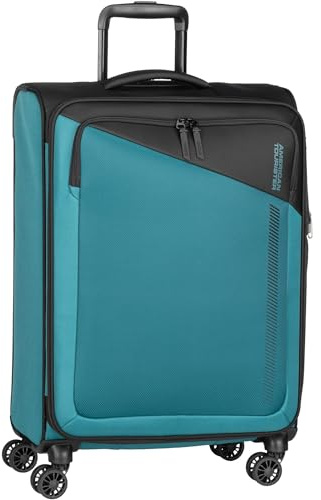 American Tourister DASH AMERICANO TORISTER DAMING - Spinner M, Suitcase espandibile, 66,5 cm, 67/75 L, nero/blu (nero/blu)