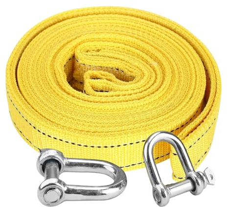 Abschleppseil, 5 Meter 5 Tonnen Abschleppseil Pkw, KFZ Notfall-Abschleppgurt, mit 2 Sicherheits-U-Ring-Haken und Reflektierenden Streifen, Sicherer Langlebiger