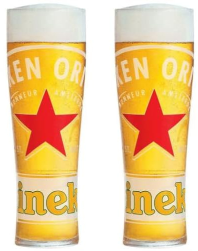 Heineken Red Star X2 Pint Glasses | 56cl Heineken Glasses