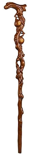 Bastón de Madera Maciza, bastón de Madera de secuoya, bastón de Madera Maciza, Tallado de raíz, fushou, Tallado de melocotón, bastón de Madera de peral de Hierro, muleta de 90 cm, 11,19 charitable