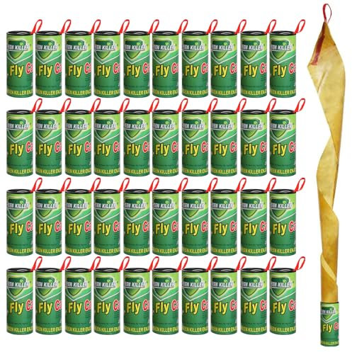 GeeRic Lot de 50 Bandes de Papier Anti-Mouches, Pièges Collants en Ruban Anti-Mouches, Attrape-Mouches, Appât Intérieur pour Mouches des Fruits, Moucherons, Insectes, Ravageurs, Moustiques Vert